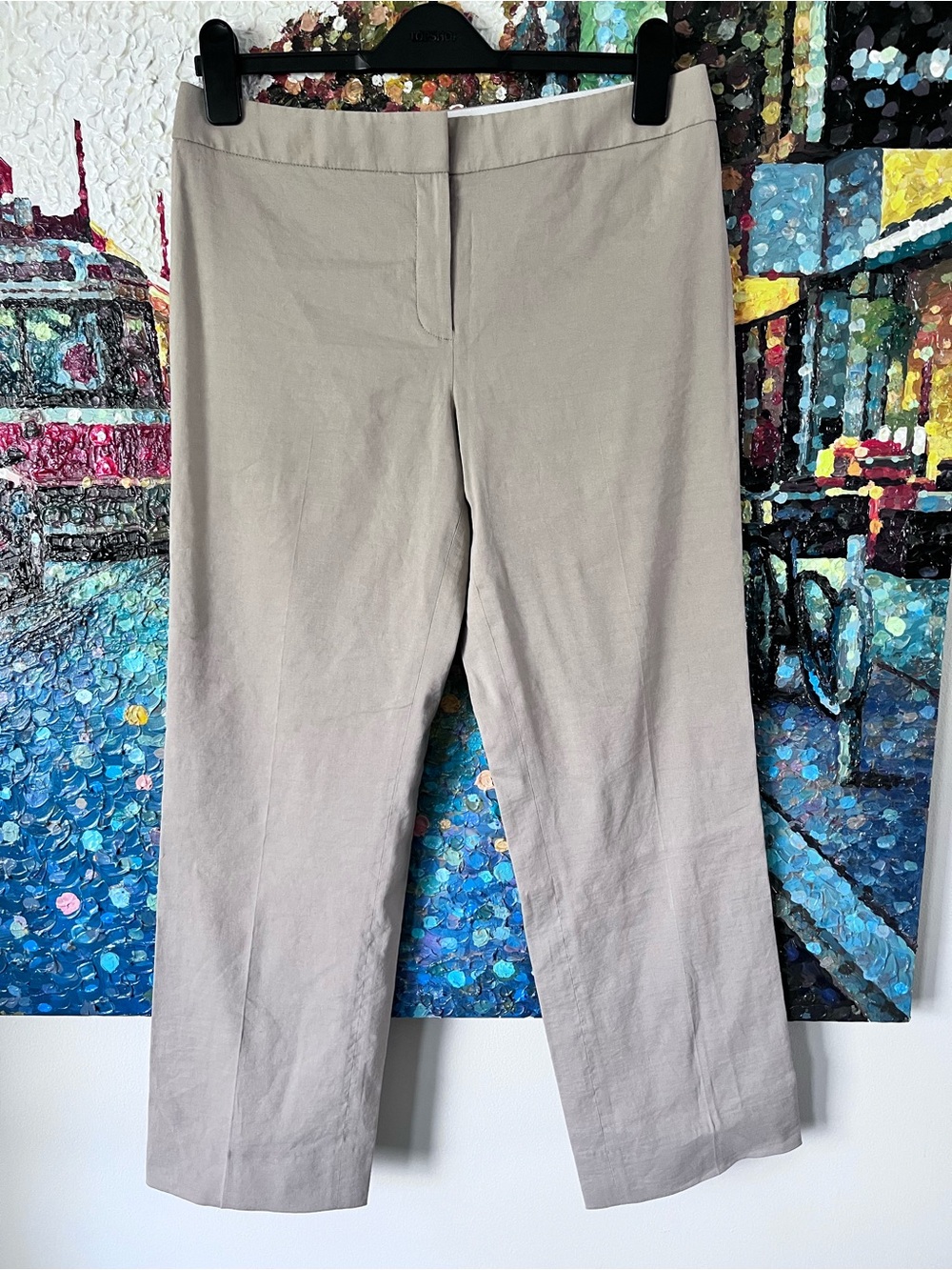 Elie Tahari Straight Leg Linen Pants Wide Ankle Length size 8